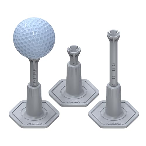 Adjustable Driving Range Golf Tee，Rubber Golf Simulator Tees for Mats，Indoor Golf & Outdoor Practice Accessories，3.9 Inch and 2.8 Inch （2 Pack Gray+2 High Struts）