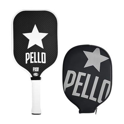PELLO Carbon Fiber Pickleball Paddles | USA Pickleball Approved | Professional Polypropylene Honeycomb Core | Perfect Balance of Power & Control | Pickle Ball Racquet with Neoprene Case - style: PXIII White