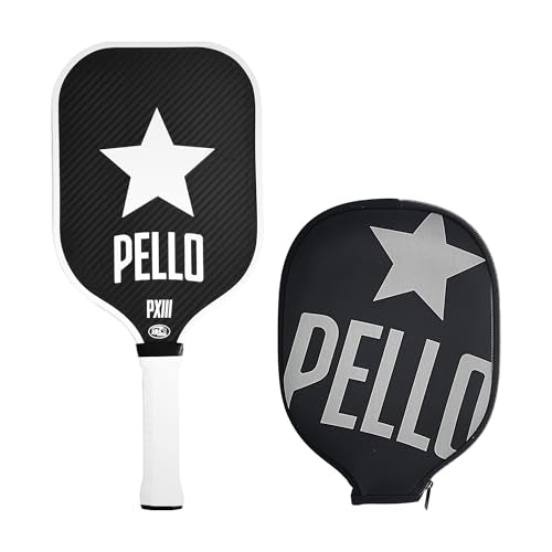 PELLO Carbon Fiber Pickleball Paddles | USA Pickleball Approved | Professional Polypropylene Honeycomb Core | Perfect Balance of Power & Control | Pickle Ball Racquet with Neoprene Case - style: PXIII White