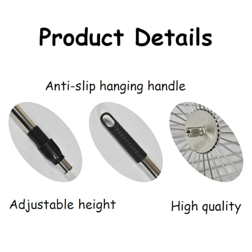 Stainless Steel Tennis Ball Picker Upper Adjustable Cylinder Hopper with Hangable Handle, Portable Tennis Ball Collector and Basket for Easy Pickup and Training, Holds 60+ Balls