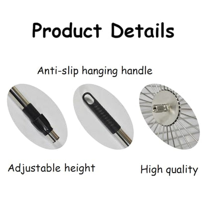 Stainless Steel Tennis Ball Picker Upper Adjustable Cylinder Hopper with Hangable Handle, Portable Tennis Ball Collector and Basket for Easy Pickup and Training, Holds 60+ Balls