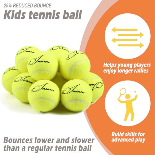INSUM Tennis Balls, Low Pressureless Tennis Balls for Beginners, Made of Premium Durable Felt, Idea for Little Beginner Practice