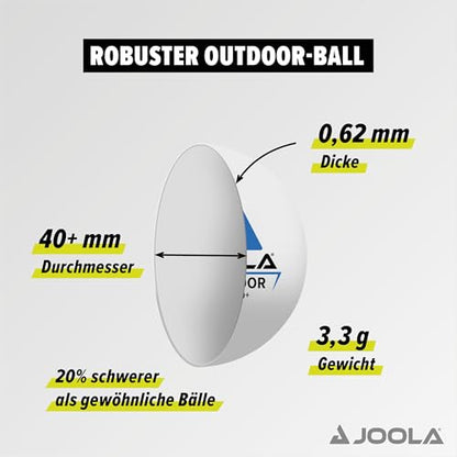 JOOLA Outdoor Table Tennis Balls - 6 Pack of 40mm Regulation Size Ping Pong Balls for Training and Recreational Play - Fun as a Cat Toy - Indoor and Outdoor Compatible- White