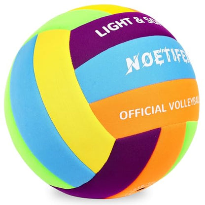 Soft Volleyball-Super Soft Fabric Light Volleyball for Indoor Practice Safe and Quiet Kids Youth Beginners House Yard Training Practice Games(Deflated) - color: Rainbow