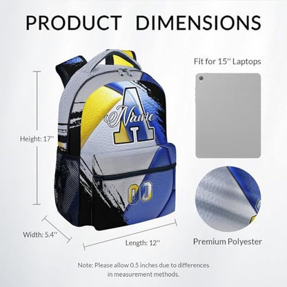Mercuryelf Volleyball Backpack for Girls - Custom Name Kids School Bookbag for Teen Athlete and Volleyball Team - color: Blue