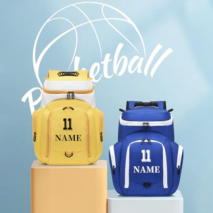Custom Men's Basketball Backpack - color: Yellow