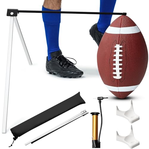 Liliful Football Kicking Tee Portable Field Goal Kicking Holder Stand with Size 9 Football and 2 White Kickoff Stand Pump Carrying Bag for Training Practice Set Field Goal