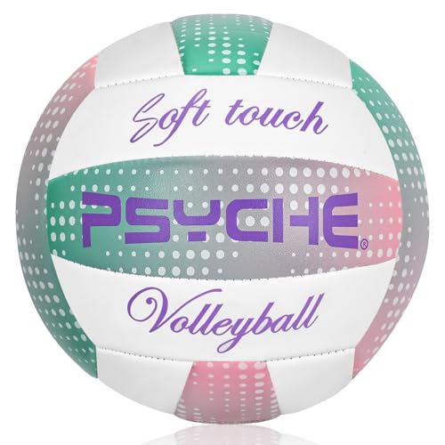 Wisdom Leaves Volleyball,Soft Volleyball Ball for Indoor Outdoor Beach Park Games Play and Training (Official Size 5) - color: green pink-Dot