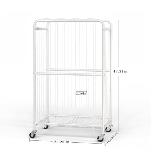 Olldide 250L 43-Inch Large Ball Storage Basket with Wheels, Rolling Cart Sports Equipment Garage Organizer with Elastic Rope for Easy Access, Holder For Basketball, Soccer, Volleyball, Football