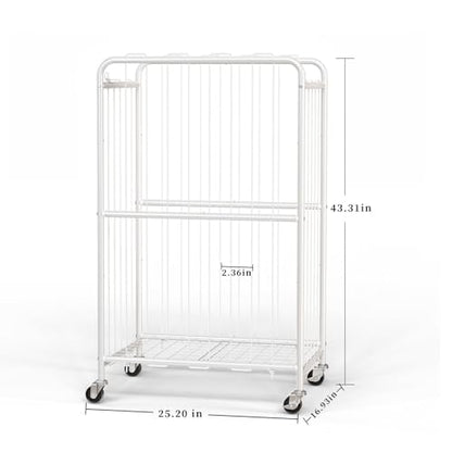 Olldide 250L 43-Inch Large Ball Storage Basket with Wheels, Rolling Cart Sports Equipment Garage Organizer with Elastic Rope for Easy Access, Holder For Basketball, Soccer, Volleyball, Football