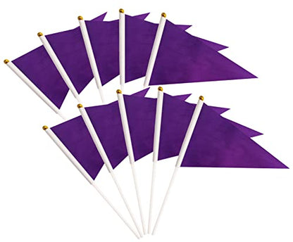 50 Pack Purple Pennant Small Mini Flags On Sticks,Hand Held Solid Purple Pennant DIY Graffiti Flag,Party Events Celebration,School,Grand Opening,Kids Birthday,Sports Clubs,Flower Pot - color: Purple