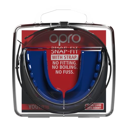 OPRO Snap-Fit Mouth Guard with Strap Instant Fit (Pink) Adult Boxing Mouthguard for MMA & Impact Sports, Impact-Resistant Football Mouth Guard for Sports, Hockey & Rugby - Includes Case - size: Youth (Under 11)