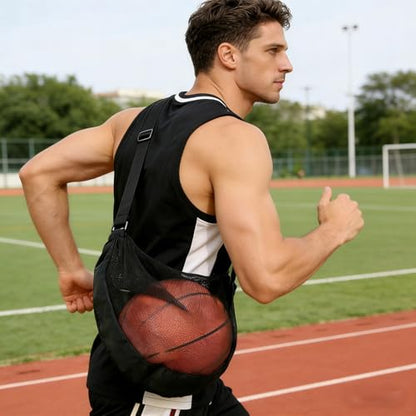 1pc Basketball Bag，Multi-Purpose Sports Equipment Carrier，Fits Basketballs Footballs Volleyballs，Adjustable Shoulder Strap Sports Sling Bag，With Internal Pocket for Small Items