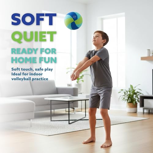 MOTOMY™ Indoor Soft Volleyball, Cushioned Fabric Training Ball for Kids & Youth, Quiet House Practice Design with Realistic Bounce & Lightweight Feel, Volleyball Gifts for Boys, Girls and Teens