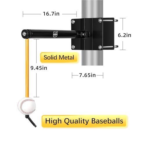 Baseball & Softball Batting Trainers for Beginners and Pros, Locking Post Style Tether Ball Set, Swing Trainer for Hitting Training Equipment, Easy Install on 3"-6" Round & 2"-6" Square Posts