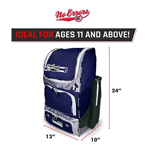 No Errors Top Pick Baseball Backpack for Kids - Heavy Duty Youth Baseball and Softball Bag with Fence Hooks - Dual Glove and Bat Compartments - color: Navy
