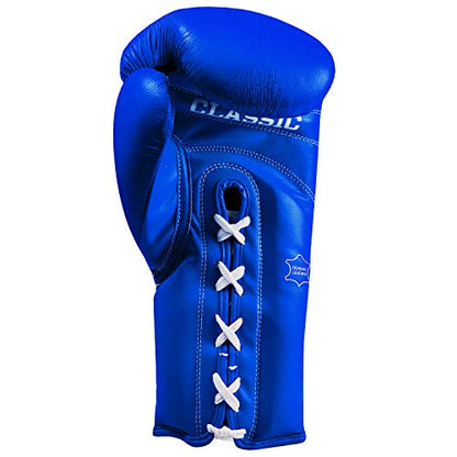 Title Classic Leather Lace Training Gloves 2.0 - Lace Up Boxing Glove, Boxing Competition Gloves, Boxing Sparring Gloves, Boxing Training Gloves, Boxing Bag Gloves, Boxing Gloves - color: Blue, size: 14 oz