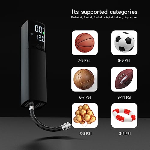 Electric Ball Pump - Portable Air Pump with LED Light, Precise Pressure Gauge and Digital LCD Display for Basketball, Soccer Ball, Volleyball, Football, Fast Inflation of Sports Ball