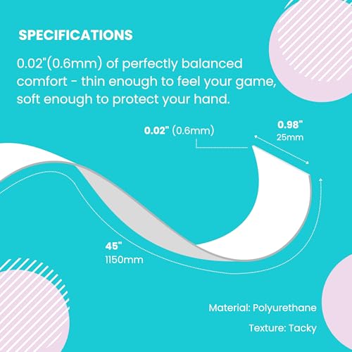 Tennis Tape & Dampener Set - 2 Tacky 45” Long x 0.98” Wide Racket Handle Overgrips & 1 Matching Ping Dampener