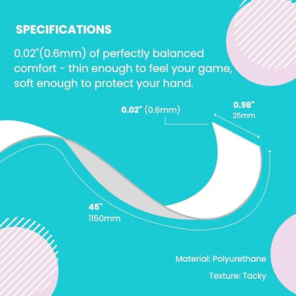 Tennis Tape & Dampener Set - 2 Tacky 45” Long x 0.98” Wide Racket Handle Overgrips & 1 Matching Ping Dampener