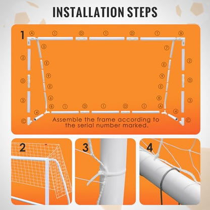 ORIENGEAR Soccer Goal, 12x6/10x6.5/8x6/6x4 Full Size Soccer Goals for Backyard, Soccer Net with Training Discs, Portable Soccer Goal for Kids and Adults with 1 Carry Bag, Porterias De Futbol - size: 10'x6.5' with target