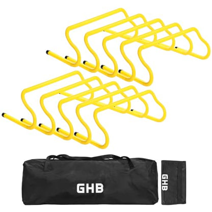 GHB Agility Hurdles 8" Speed Agility Training Hurdles, Detachable Sturdy Hurdles Training Equipment Set with Carry Bag for Kids,Athletes,Soccer,Basketball - size: 10 Pack-Yellow