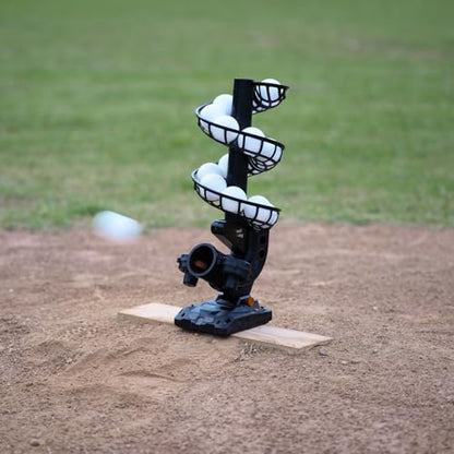 Furlihong 388BH Baseball Pitching Machine, 4 Adjustable Angles, 3 Pitch Angles, Power Bank/Battery Powered, Includes 9 Training Balls, for Beginners