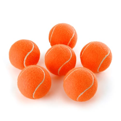 PHOEPET 6-Pack Tennis Balls for Beginner Training Practice- Bulk Dog Balls for Fetch Chew Toys(Orange) - color: Orange-6 Pack, size: Medium 2.5"- 6 Pack