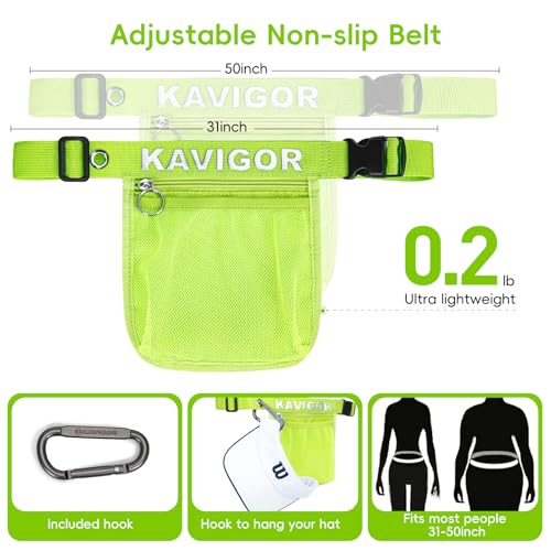 KAVIGOR Pickleball & Tennis Ball Holder Waist Pouch Holds 3-4 Balls, Multi-Functional Sports Belt Bag with Zipper Pocket and Carabiner - color: Green