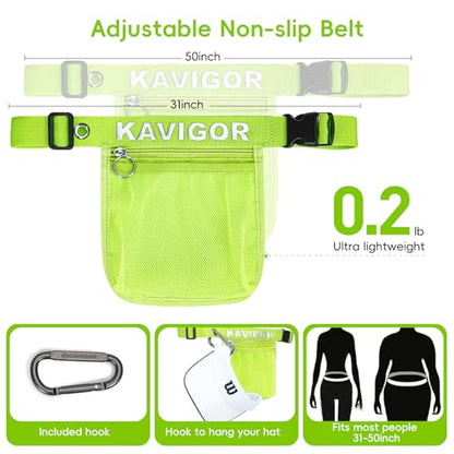 KAVIGOR Pickleball & Tennis Ball Holder Waist Pouch Holds 3-4 Balls, Multi-Functional Sports Belt Bag with Zipper Pocket and Carabiner - color: Green