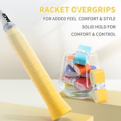 Tennis Racket Grip Tape 3 Pack, Racket Grips Soft Racquet Overgrips for Tennis, Pickleball and Badminton - Anti-Slip and Absorbent Tennis Grip Tape Set - color: Acclaimed Gradient Yellow