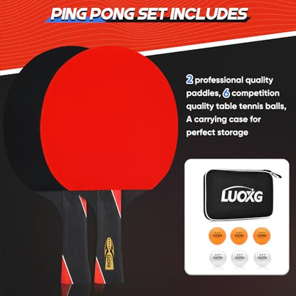 Ping Pong Paddles, Ping Pong Paddles Set of 2, Includes Paddles and Balls, Table Tennis Rackets Set Suitable for Beginners and Professionals