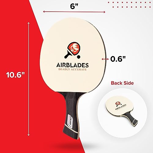 Professional Ping Pong Paddle with Hard Carry Case | Pro Table Tennis Racket | Table Tennis Paddle with Ergonomic Handle | 5 Blades of Wood with Premium Rubber and Sponge by AirBlades | Hard Carry Case