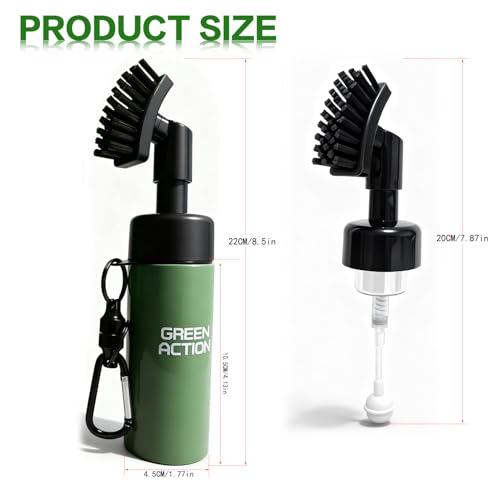 Golf Club Brush with Magnetic Clip & Water Sprayer - 5oz Capacity, Stiff Bristles for Deep Cleaning, Silicone Hose & Gravity Ball for Easy Use on Course - color: Green