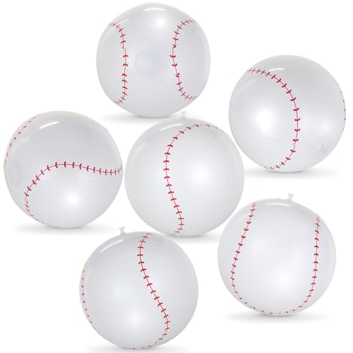 6 Pcs Giant Inflatable Footballs,16 Inch Blow Up Footballs Toys,Summer Pool Beach Balls,Sports Game Accessaries for Super Bowl Football Party Supplies,Indoor and Outdoor Use - color: Baseball