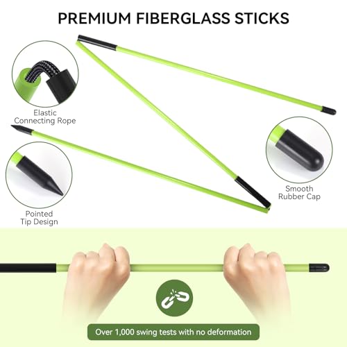 MIKOSI Adjustable Golf Alignment Stick Holder, Golf Training Aid with 48" Collapsible Alignment Sticks for Aiming, Putting, Swing Trainer, Golf Accessories Suitable for Golf Backyard Practice
