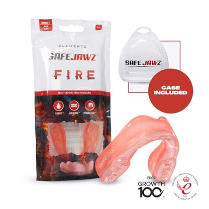 SAFEJAWZ Mouth Guard, Elements Dual Layer Mouthguard for Adults & Youth with Case, Easy Fit Remoldable Mouthpiece for Football, Boxing, Lacrosse, MMA, Basketball & All Contact Sports