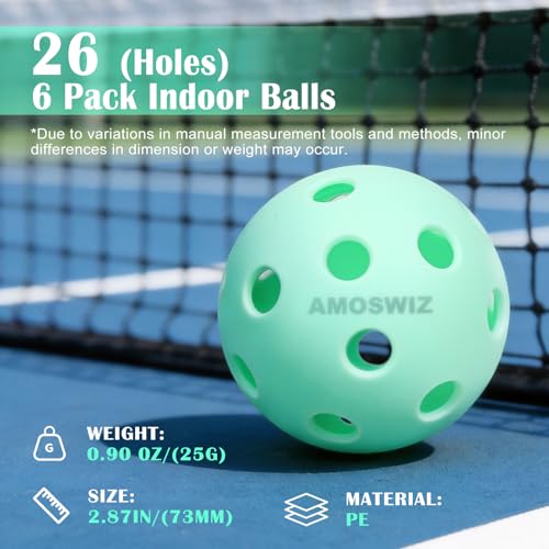 Indoor Pickleball Balls, 6/12 Pack of 26 Holes Pickleballs, USAPA Approved Indoor Pickleballs Set, High Visibility Durable Pickle Balls for Training and Tournament