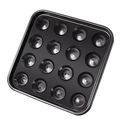 GSE Games & Sports Expert Black Plastic Pool Ball Carrying Tray, Billiard Ball Storage Tray for 16 Balls Full Set Regulation Size Billiard Balls