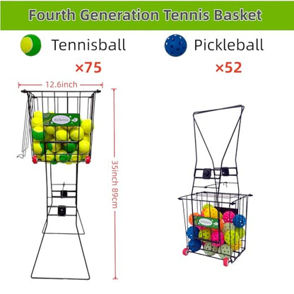 4th Improvements,Tennis Balls Hopper , Pickleball Hopper,75 Tennis Or 50 Picklel Capacity,Also As Ball Picker,Easy to Pick Up 30 Tennis Or Pickle in 1 Minute, Easily Placed in The Trunk of A Car