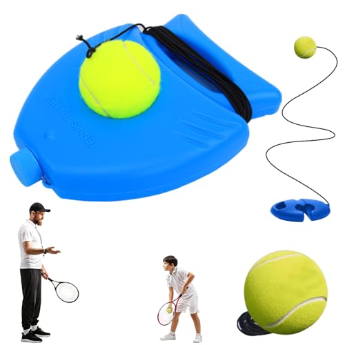 Solo Tennis Trainer Rebound Ball with String, Portable Tennis Practice Rebounder Equipment for Beginners, Self Tennis Training Tool Baseboard Set for Indoor Outdoor Backyard - color: 1set