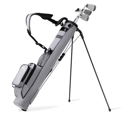 uniHimal Golf Lightweight Stand Carry Bag– Easy to Carry and Durable Pitch n Putt Golf Bag for The Driving Range, Par 3 and Executive Courses–31.5 inches Tall - color: Grey