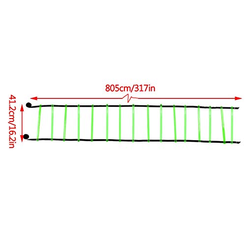 8m Ladder for Soccer Football Training Nylon Straps Speed Coordination Fitness Drill Tool 16 Rungs Duty Design Green
