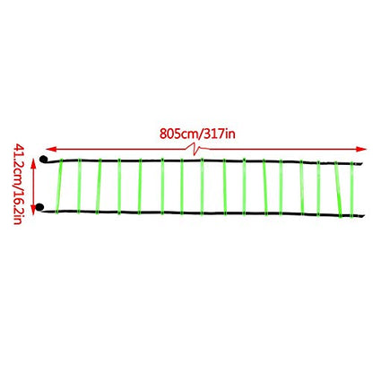 8m Ladder for Soccer Football Training Nylon Straps Speed Coordination Fitness Drill Tool 16 Rungs Duty Design Green