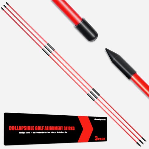 Collapsible Golf Alignment Sticks, 40 Inch Golf Alignment Rods for Swing Trainer, Putting, Aiming, Posture Correction and Golf Practice - color: 3 Pack - Red