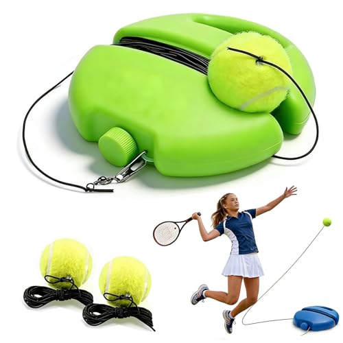 Solo Tennis Trainer Rebound Ball with String, Self Practice Training Kit with Water Injection Port, Blue, Includes 2-3 Balls and 157.5 Inch Rope, for Adults Kids and Beginners - color: Green, size: With 2 Balls