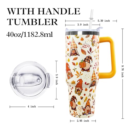Ceovfoi 40 oz Fall Gnome Tumbler Insulated Stainless Tumbler, Fall Travel Coffee Cup Water Botter, Autumn Fall Gift for Thanksgiving Christmas - color: Fall Gnome
