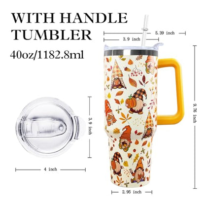 Ceovfoi 40 oz Fall Gnome Tumbler Insulated Stainless Tumbler, Fall Travel Coffee Cup Water Botter, Autumn Fall Gift for Thanksgiving Christmas - color: Fall Gnome