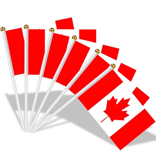 AhfuLife 15 Pcs Canada Hand Held Flags for World Cup Decorations 2026, 5.5 × 8.2 Inch Canadian Small Stick Flag with 11.8 Inch Poles for National Day Football Sports Events Party Celebration Decor - color: Canada, size: 5×8 Inch-15 Pcs