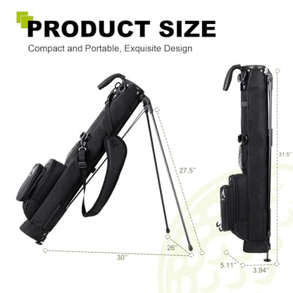 uniHimal Golf Lightweight Stand Carry Bag– Easy to Carry and Durable Pitch n Putt Golf Bag for The Driving Range, Par 3 and Executive Courses–31.5 inches Tall - color: Black